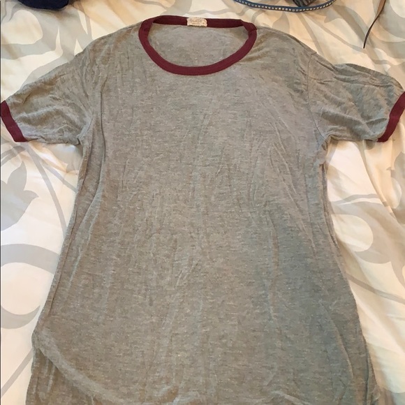Brandy Melville Gray/dark red ringer tee - Picture 2 of 3